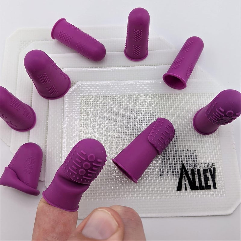 SILICONE ALLEY Finger Protectors - [9-Pack] Including The Flex-Grip Thimble (3Pcs) - Purple Silicone Cover Guards | for Hot Glue | Sewing | Adhesives | Crafts | Felt Needles | + 5-Pack White 3" x 5" Mats - Image 2